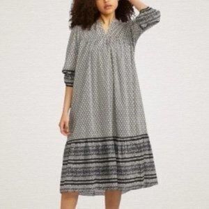 Anna Sui Black White Midi Dress Maternity L Ruffle Hem L XL